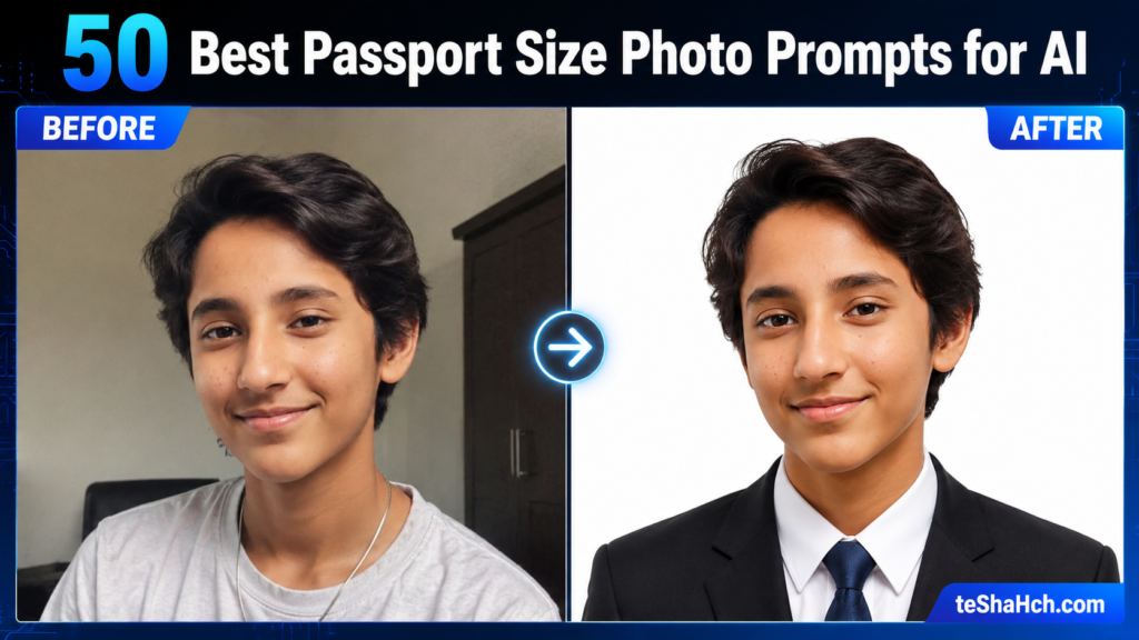 50 Best Passport Size Photo Prompts for AI Image Generation (Professional ID & Passport-Style Portraits)