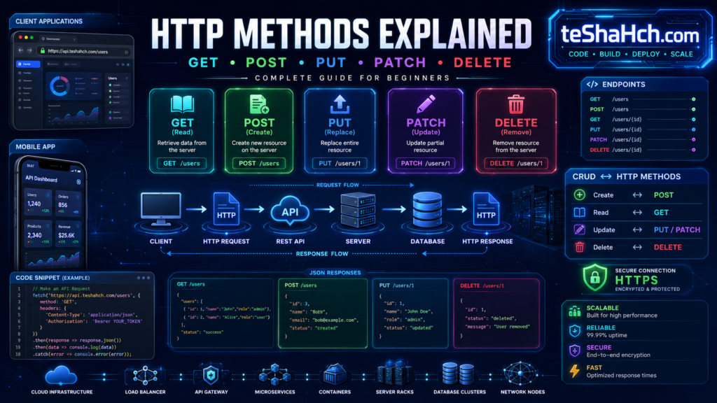 HTTP Methods Explained for Beginners: Complete Guide to GET, POST, PUT, PATCH & DELETE