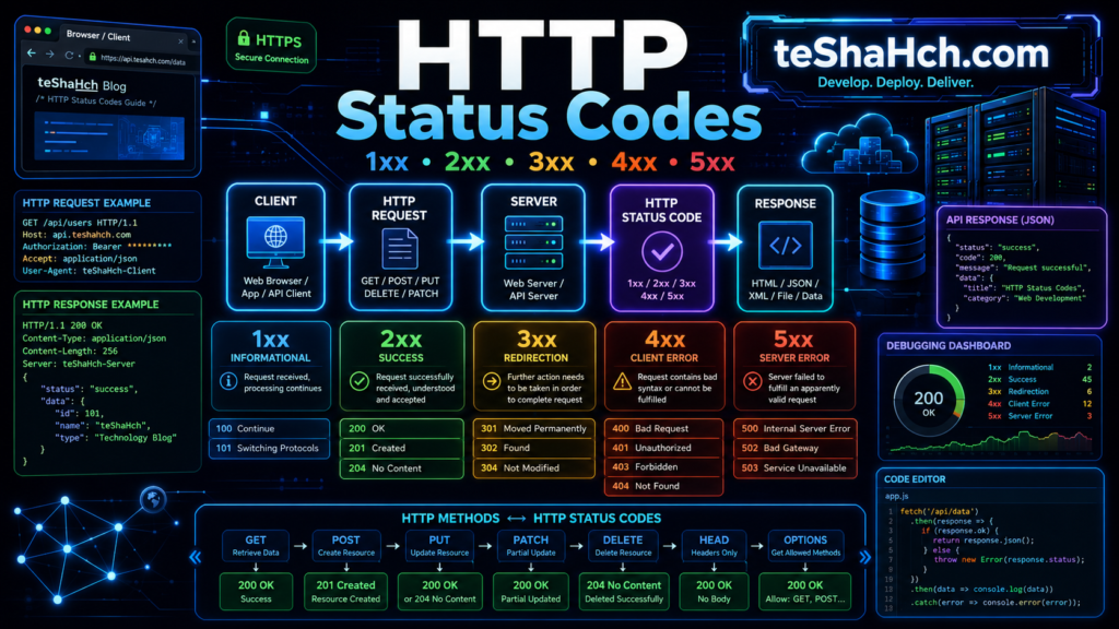 HTTP Status Codes Explained for Beginners: Complete Guide to 1xx, 2xx, 3xx, 4xx & 5xx Status Codes
